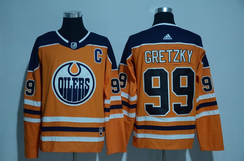 Men 2017 NHL Edmonton Oilers #99 Gretzky orange Adidas jersey
